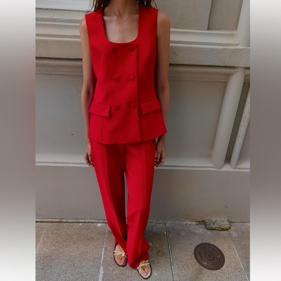 NWT Zara 2-Piece Set Lined Button Vest and Pants With Slit - Picture 16 of 16